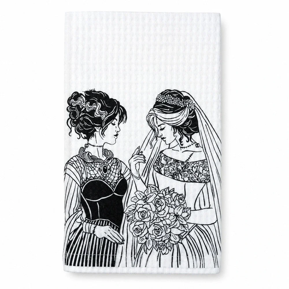 Isaac Mizrahi NWT 18x28 Kitchen Towel Set of 3 Gothic Bride Halloween *Flaw*